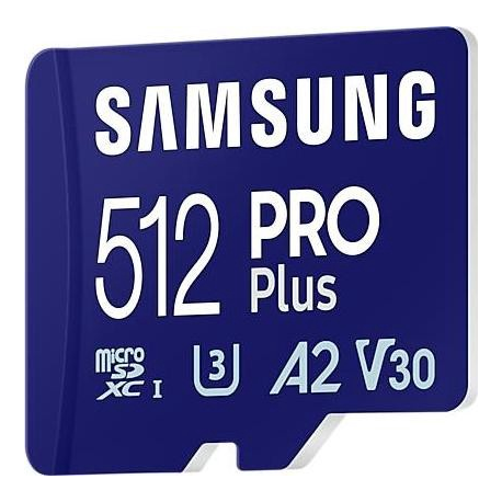 Samsung PRO Plus MB-MD512SB - Flash memory card - 512 GB - A2 / Video Class V30 / UHS-I U3 / Class10 - microSDXC UHS-I - blue - 3