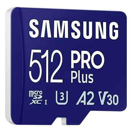 Samsung PRO Plus MB-MD512SB - Flash memory card - 512 GB - A2 / Video Class V30 / UHS-I U3 / Class10 - microSDXC UHS-I - blue - 4