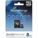 MediaRange - Flash memory card (microSDHC to SD adapter included) - 8 GB - Class 10 - microSDHC - black