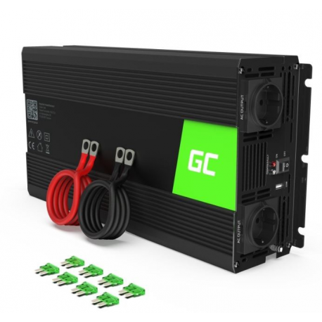 GREEN CELL Car Power Inverter 12V to 230V Mod Sine 1500W - 1