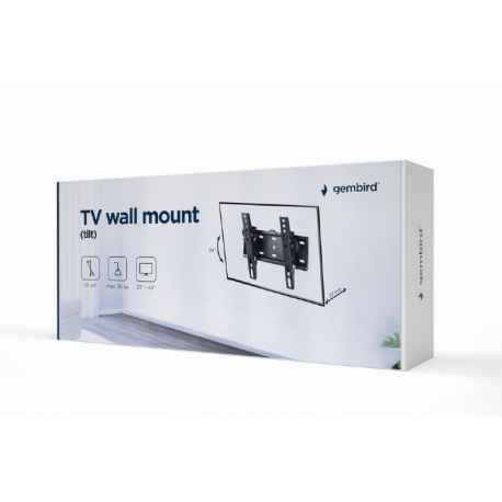 Gembird WM-42T-02 - Mounting kit (wall mount) - for TV - tilt - steel - fine texture black - screen size: 23"-42" - 3