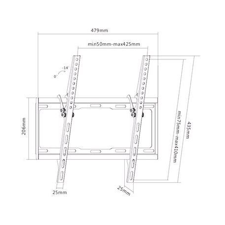 Sunne TV Bracket , 32"-55", max 35kg, Tilting, TV to wall 25mm - 1