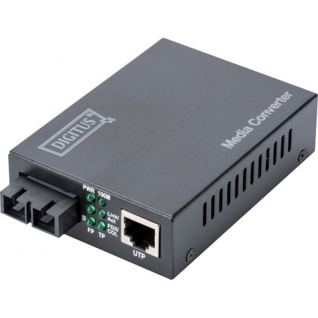 DIGITUS DN-82021-1 - Fibre media converter - 100Mb LAN - 10Base-T, 100Base-FX, 100Base-TX - RJ-45 / SC single-mode - up to 20 km - 1310 nm - 0