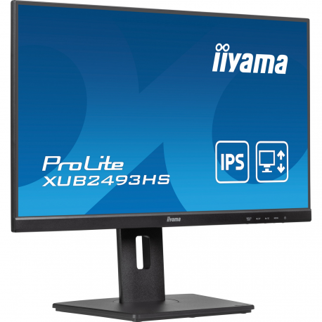 iiyama ProLite XUB2493HS-B6 - LED monitor - 24" (23.8" viewable) - 1920 x 1080 Full HD (1080p) @ 100 Hz - IPS - 250 cd / m² - 1300:1 - 0.5 ms - HDMI, DisplayPort - speakers - black, matte - 12