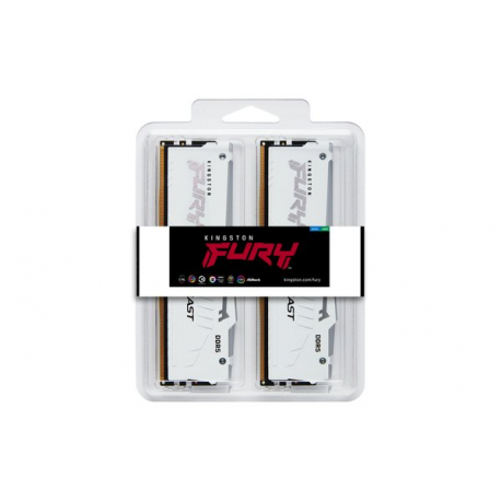 Kingston FURY Beast RGB - DDR5 - kit - 32 GB: 2 x 16 GB - DIMM 288-pin - 6000 MHz / PC5-48000 - CL30 - 1.4 V - unbuffered - on-die ECC - white - 14