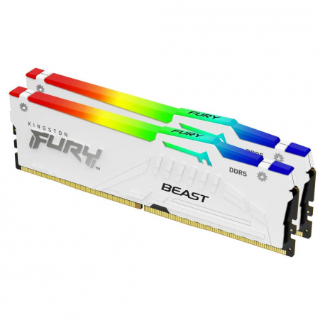 Kingston FURY Beast RGB - DDR5 - kit - 64 GB: 2 x 32 GB - DIMM 288-pin - 6000 MHz / PC5-48000 - CL30 - 1.4 V - unbuffered - on-die ECC - white - 0