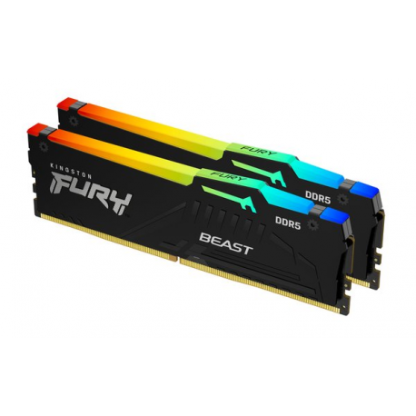 Kingston FURY Beast RGB - DDR5 - kit - 16 GB: 2 x 8 GB - DIMM 288-pin - 6000 MHz  /  PC5-48000 - CL30 - 1.4 V - unbuffered - on-die ECC - black - 35