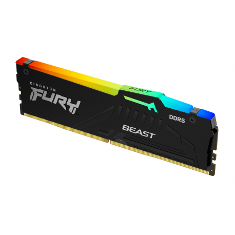 Kingston FURY Beast RGB - DDR5 - module - 8 GB - DIMM 288-pin - 6000 MHz  /  PC5-48000 - CL30 - 1.4 V - unbuffered - on-die ECC - black - 5