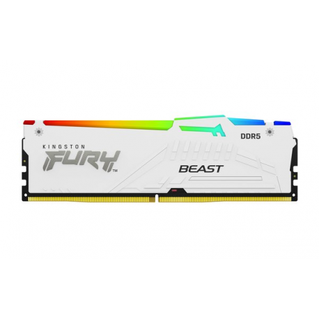 Kingston FURY Beast RGB - DDR5 - module - 16 GB - DIMM 288-pin - 6000 MHz  /  PC5-48000 - CL30 - 1.4 V - unbuffered - on-die ECC - white - 9