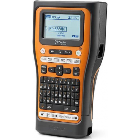 Brother P-Touch PT-E560BTVP - Labelmaker - B / W - thermal transfer - Roll (2.4 cm) - 180 dpi - up to 30 mm / sec - USB 3.0, Bluetooth 5.0 - cutter - Full & Half Cut Function, print preview, mirror print - black and orange - 2