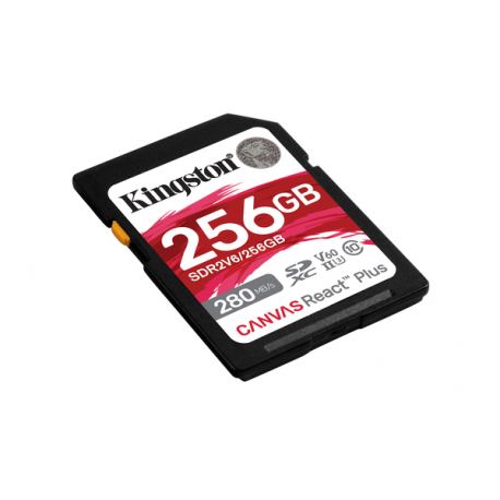 Kingston Canvas React Plus - Flash memory card - 256 GB - Video Class V60  /  UHS-II U3  /  Class10 - SDXC UHS-II - 3