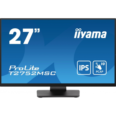 iiyama ProLite T2752MSC-B1 - LED monitor - 27" - touchscreen - 1920 x 1080 Full HD (1080p) @ 60 Hz - IPS - 400 cd / m² - 1000:1 - 5 ms - HDMI, DisplayPort - speakers - black, matte - 0