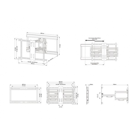 Multibrackets M Universal Flexarm Pro Dual HD Offset - Mounting kit (bracket) - full-motion - for flat panel - solid steel - black - screen size: 42"-100" - wall-mountable - 5