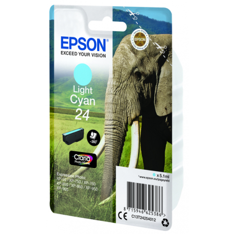 Epson 24 - 5.1 ml - light cyan - original - ink cartridge - for Expression Photo XP-55, 750, 760, 850, 860, 950, 960, 970; Expression Premium XP-750, 850 - 8