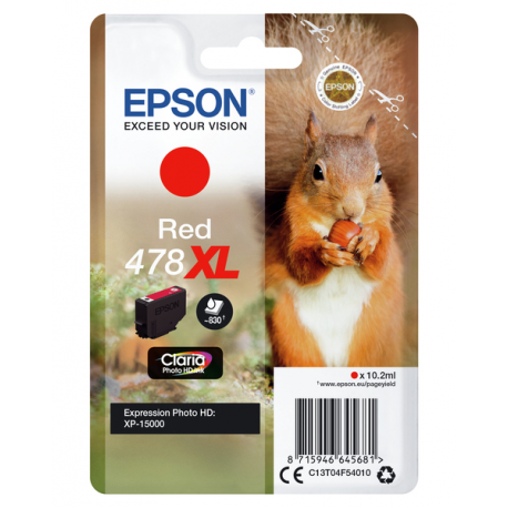 Epson 478XL - 10.2 ml - high capacity - red - original - ink cartridge - for Expression Home HD XP-15000 - 5