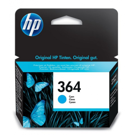 HP 364 - Cyan - original - ink cartridge - for Deskjet 35XX; Photosmart 55XX, 55XX B111, 65XX, 65XX B211, 7510 C311, B110, Wireless B110 - 50