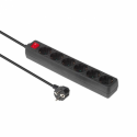 MicroConnect - Power strip - input: CEE 7/7 - output connectors: 6 - 3 m - black