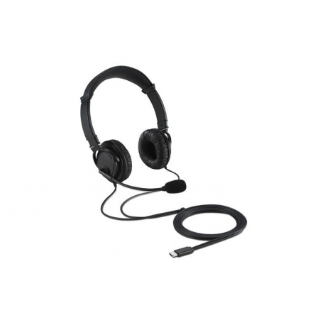 Kensington Hi-Fi USB-C Headphones with Mic - Headset - on-ear - wired - USB-C - black - 18