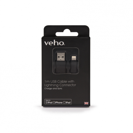 Veho - Lightning cable - USB male to Lightning male - 1 m - black - for Apple iPad / iPhone / iPod (Lightning) - 7