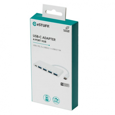eSTUFF USB-C Charging hub - Hub - 4 x SuperSpeed USB 3.0 x USB-C - desktop - 1