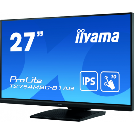 iiyama ProLite T2754MSC-B1AG - LED monitor - 27" - touchscreen - 1920 x 1080 Full HD (1080p) @ 60 Hz - IPS - 300 cd/m² - 1000:1 - 4 ms - HDMI, VGA - speakers - matte black - 21