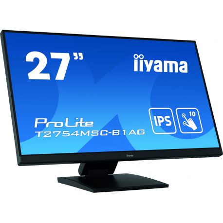 iiyama ProLite T2754MSC-B1AG - LED monitor - 27" - touchscreen - 1920 x 1080 Full HD (1080p) @ 60 Hz - IPS - 300 cd/m² - 1000:1 - 4 ms - HDMI, VGA - speakers - matte black - 22
