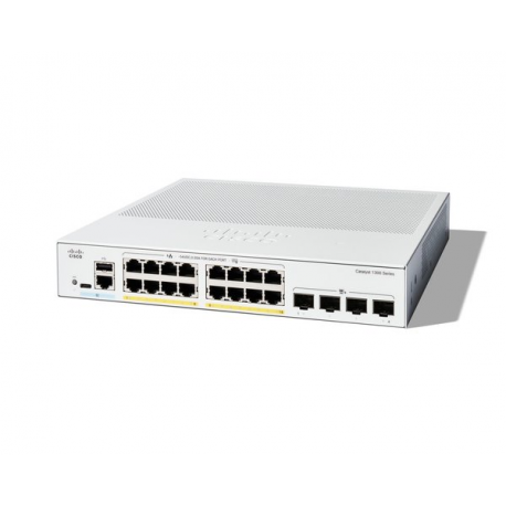 Cisco Catalyst 1300-16P-4X - Switch - L3 - Managed - 16 x 10 / 100 / 1000 (PoE+) + 4 x 10Gb Ethernet SFP+ - rack-mountable - PoE+ (120 W) - 0