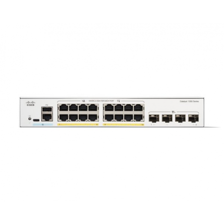 Cisco Catalyst 1300-16P-4X - Switch - L3 - Managed - 16 x 10 / 100 / 1000 (PoE+) + 4 x 10Gb Ethernet SFP+ - rack-mountable - PoE+ (120 W) - 1