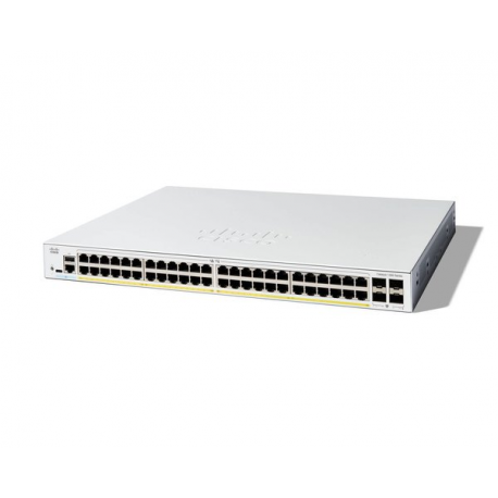 Cisco Catalyst 1300-48FP-4G - Switch - L3 - Managed - 48 x 10 / 100 / 1000 (PoE+) + 4 x Gigabit SFP - rack-mountable - PoE+ (740 W) - 0