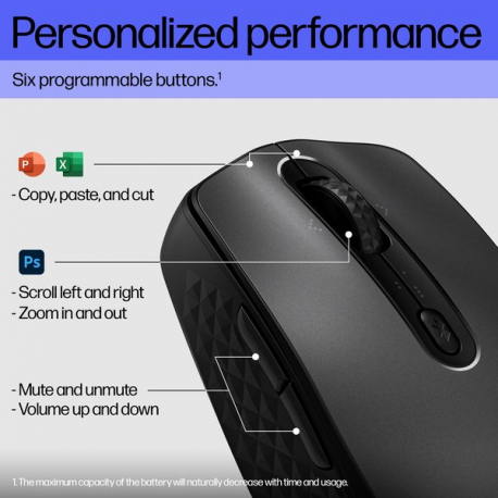 HP 695 - Mouse - Qi-Charging - 7 buttons - wireless - Bluetooth - black - 17