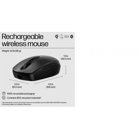 HP 695 - Mouse - Qi-Charging - 7 buttons - wireless - Bluetooth - black - 18