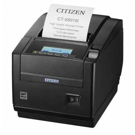 Citizen CT-S801III - Receipt printer - direct thermal - Roll (8.25 cm) - 203 dpi - up to 500 mm / sec - USB 2.0 - cutter - black - 0