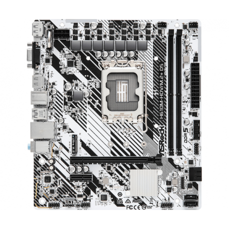 ASRock H610M-HDV / M.2+ D5 - Motherboard - micro ATX - LGA1700 Socket - H610 Chipset - USB 3.2 Gen 1, USB-C 3.2 Gen 1 - Gigabit LAN - onboard graphics (CPU required) - HD Audio (8-channel) - 0
