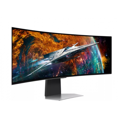 Samsung Odyssey OLED G9 S49CG954SU - G95SC Series - OLED monitor - Smart - gaming - curved - 49" - 5120 x 1440 UWQHD @ 240 Hz - 250 cd / m² - 1000000:1 - DisplayHDR 400 True Black - 0.03 ms - 2xUSB-C, Mini DisplayPort, Micro HDMI, HDMI - speakers - silver - 1