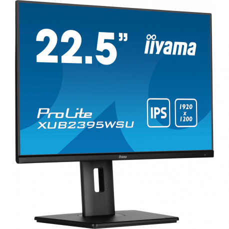 iiyama ProLite XUB2395WSU-B5 - LED monitor - 23" (22.5" viewable) - 1920 x 1200 WUXGA @ 75 Hz - IPS - 250 cd / m² - 1000:1 - 4 ms - HDMI, VGA, DisplayPort - speakers - black, matte - 0