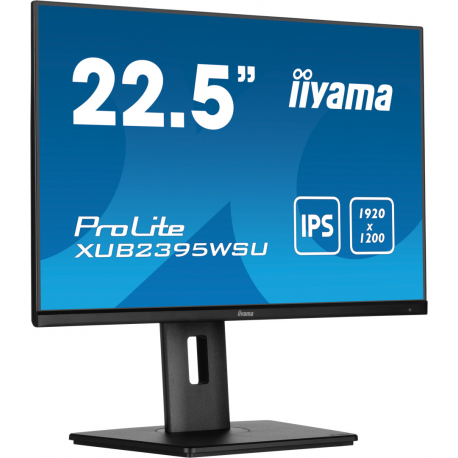 iiyama ProLite XUB2395WSU-B5 - LED monitor - 23" (22.5" viewable) - 1920 x 1200 WUXGA @ 75 Hz - IPS - 250 cd / m² - 1000:1 - 4 ms - HDMI, VGA, DisplayPort - speakers - black, matte - 11