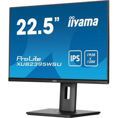 iiyama ProLite XUB2395WSU-B5 - LED monitor - 23" (22.5" viewable) - 1920 x 1200 WUXGA @ 75 Hz - IPS - 250 cd / m² - 1000:1 - 4 ms - HDMI, VGA, DisplayPort - speakers - black, matte - 13