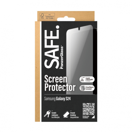 SAFE. by PanzerGlass - Screen protector for mobile phone - ultra-wide fit w. EasyAligner - glass - for Samsung Galaxy S24 - 1