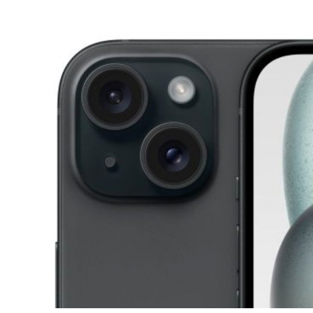 Apple iPhone 15 - 5G smartphone - dual-SIM  /  Internal Memory 128 GB - OLED display - 6.1" - 2556 x 1179 pixels - 2x rear cameras 48 MP, 12 MP - front camera 12 MP - black - 1