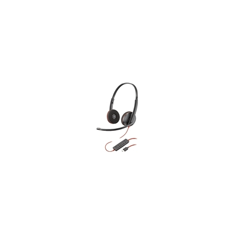 Poly Blackwire 3220 - Blackwire 3200 Series - headset - on-ear - wired - active noise cancelling - USB-C - black - Skype Certified, Avaya Certified, Cisco Jabber Certified, UC certified - 0