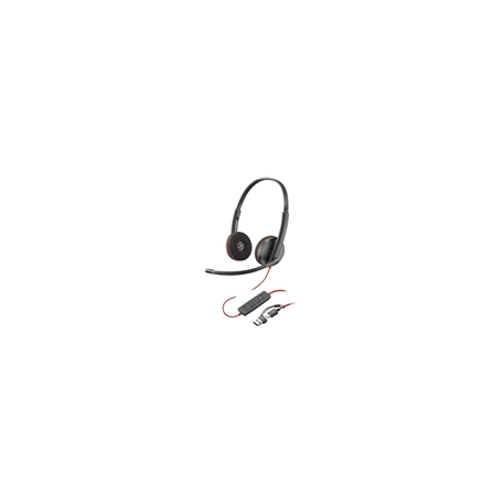 Poly Blackwire 3220 - Blackwire 3200 Series - headset - on-ear - wired - active noise cancelling - USB-C - black - Skype Certified, Avaya Certified, Cisco Jabber Certified, UC certified - 0