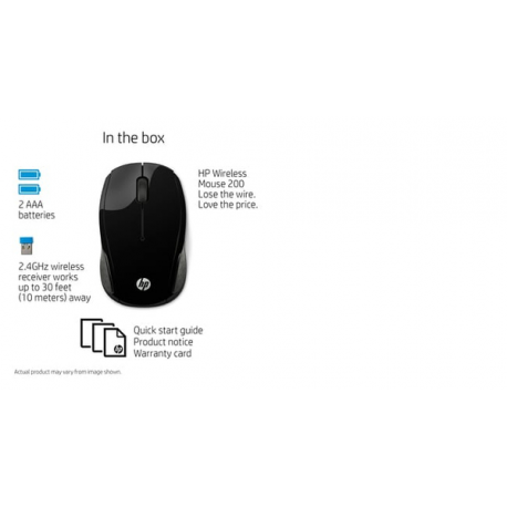 HP 200 - Mouse - right and left-handed - optical - wireless - 2.4 GHz - USB wireless receiver - for OMEN by HP Laptop 16, 17; Chromebook 14; Pavilion TP01; Pavilion x360 Laptop - 1