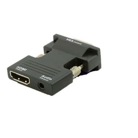 MicroConnect - HDMI adapter - HDMI female to HD-15 (VGA), stereo mini jack - black - thumbscrews - 0