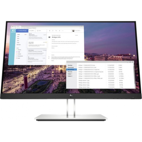 HP E23 G4 - E-Series - LED monitor - 23" - 1920 x 1080 Full HD (1080p) @ 60 Hz - IPS - 250 cd / m² - 1000:1 - 5 ms - HDMI, VGA, DisplayPort - black, silver - promo - 0