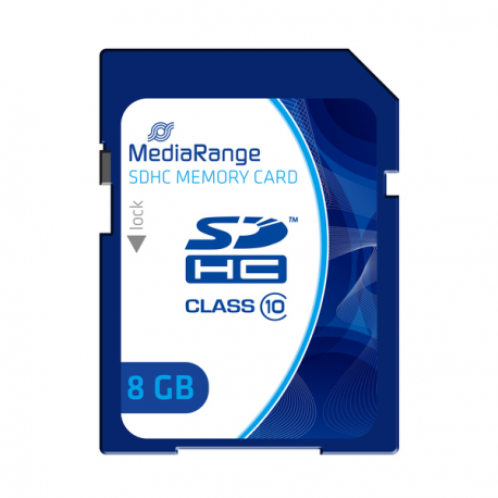 MediaRange - Flash memory card - 8 GB - Class 10 - SDHC - blue - 1