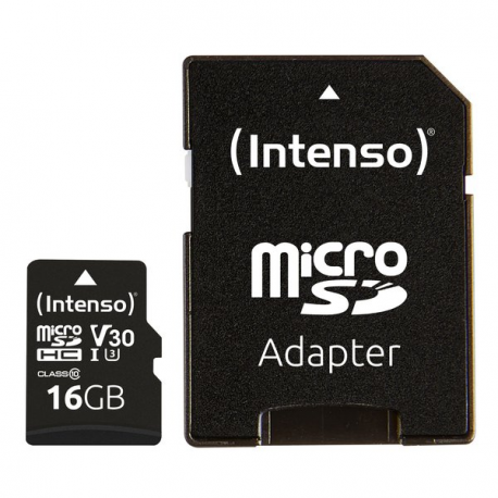 Intenso - Flash memory card (microSDHC to SD adapter included) - 16 GB - UHS Class 1  /  Class10 - microSDHC UHS-I - 1