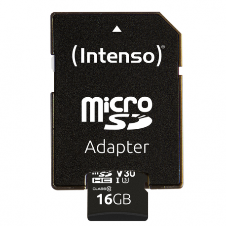 Intenso - Flash memory card (microSDHC to SD adapter included) - 16 GB - UHS Class 1  /  Class10 - microSDHC UHS-I - 3
