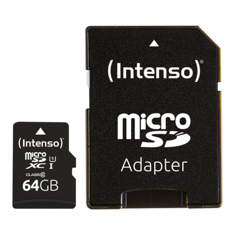 Intenso Premium - Flash memory card (microSDXC to SD adapter included) - 64 GB - UHS Class 1 / Class10 - microSDXC UHS-I - 3