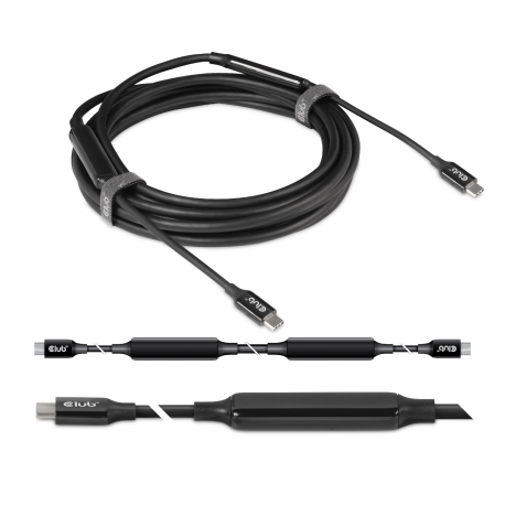Club 3D CAC-1535 - USB cable - USB-C (M) to USB-C (M) - USB 3.2 Gen 2  /  DisplayPort 1.4 - 20 V - 3 A - 5 m - active, USB Power Delivery (3A, 60W), 8K support, bi-directional - 1