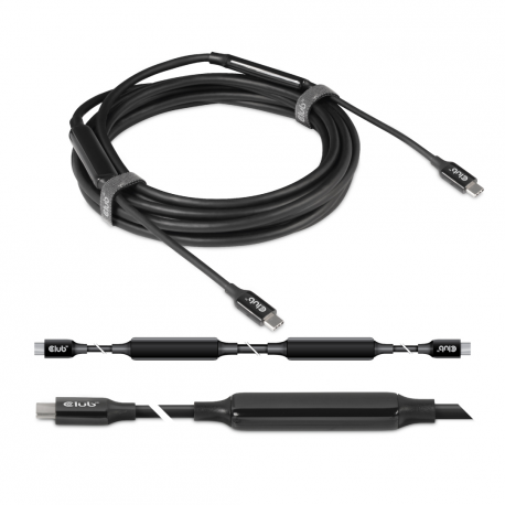 Club 3D CAC-1535 - USB cable - USB-C (M) to USB-C (M) - USB 3.2 Gen 2  /  DisplayPort 1.4 - 20 V - 3 A - 5 m - active, USB Power Delivery (3A, 60W), 8K support, bi-directional - 15